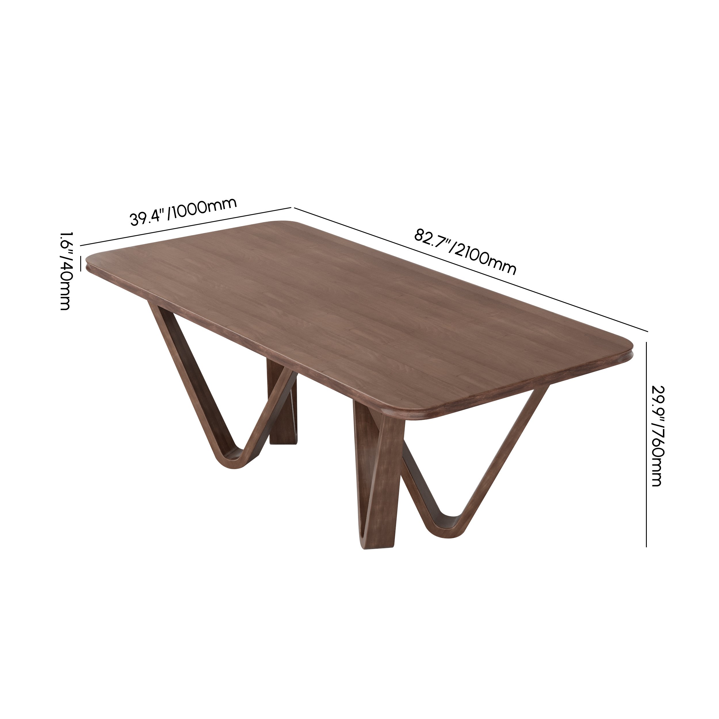HMR - 82.7" Modern Rectangle Rubber Wood Dining Table Seats 6-8 People