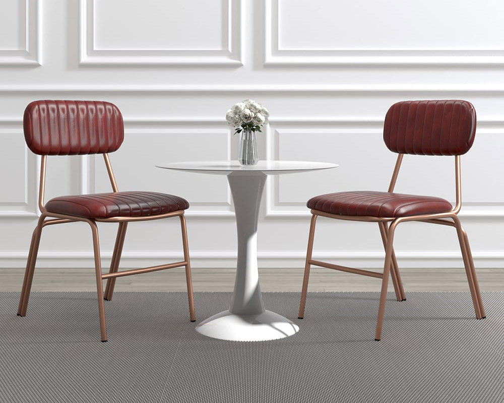 HMR Modern Dining Chairs with Faux Leather Upholstery (Set of 6) - Wine Red