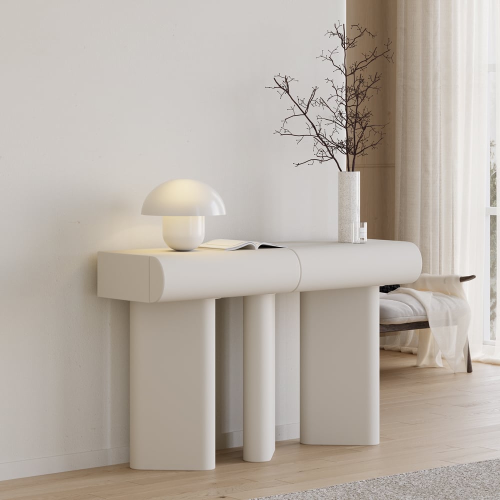 HMR - Humply 48" Modern Faux Leather Console Table with Storage Entryway Table