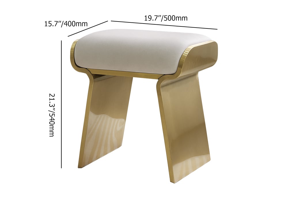 HMR - Upart Leath-aire Upholstered Vanity Stool with Gold Frame