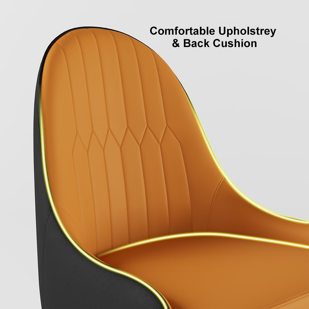 HMR Darg Series Modern PU Leather Upholstery Dining Chairs - Orange/Black, Set of 8