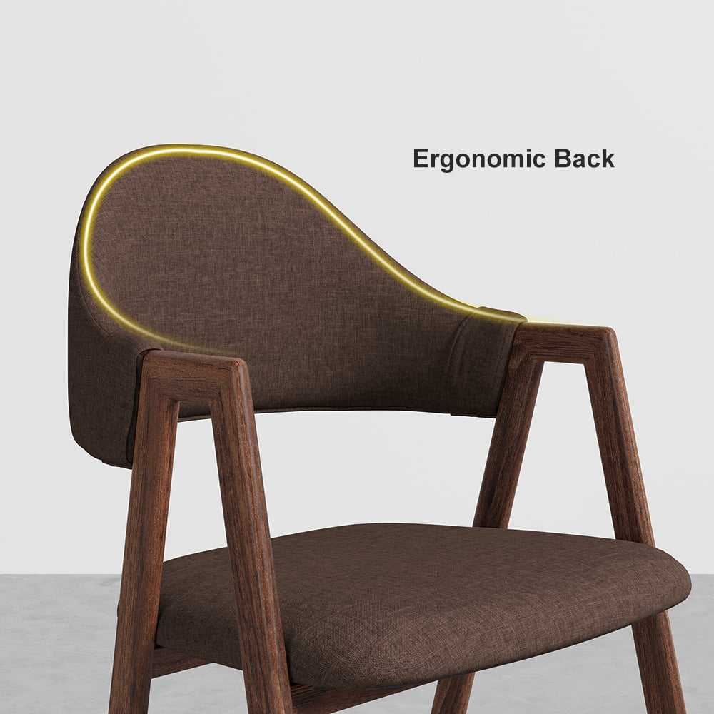 HMR Modern Dining Chairs with Linen Upholstery - Brown, 4-Pieces