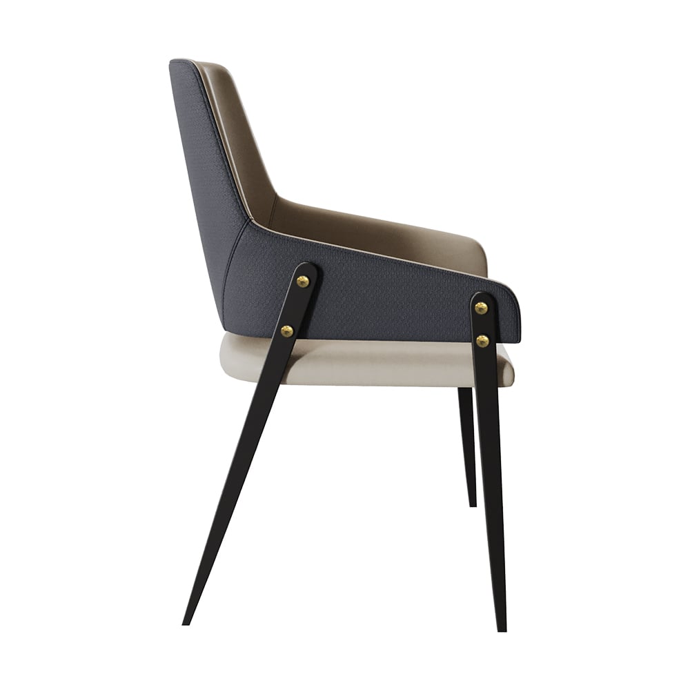 HMR - Modern Dining Chairs with PU Leather Upholstery (Set of 2) - Khaki and Blue