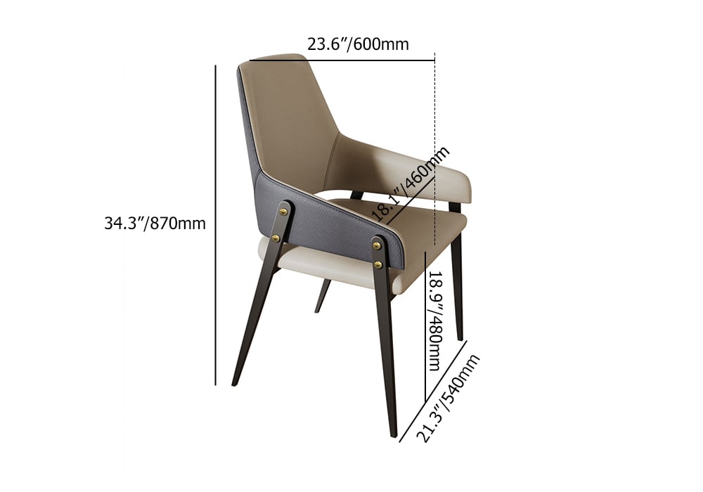 HMR - Modern Dining Chairs with PU Leather Upholstery (Set of 2) - Khaki and Blue