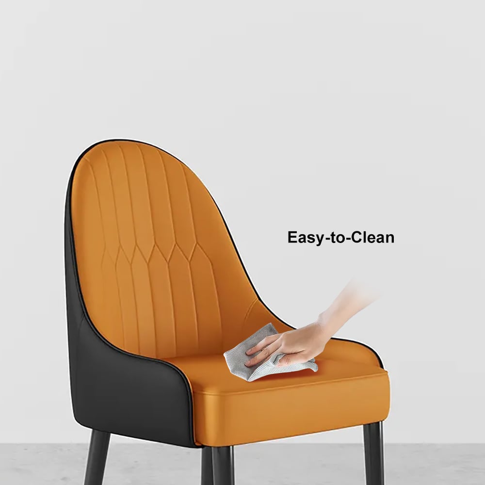 HMR - Darg Series Set of 4 Modern Dining Chairs with PU Leather Upholstery Orange and Black