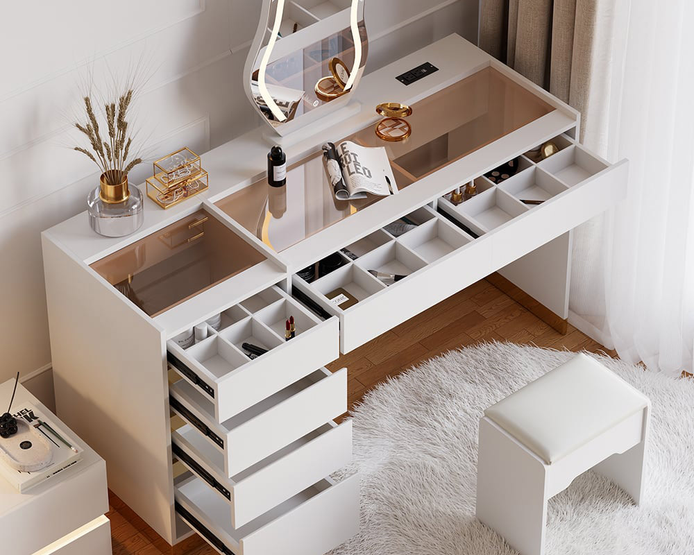 HMR - 55" Smart Makeup Vanity Set with Mirror & Lights