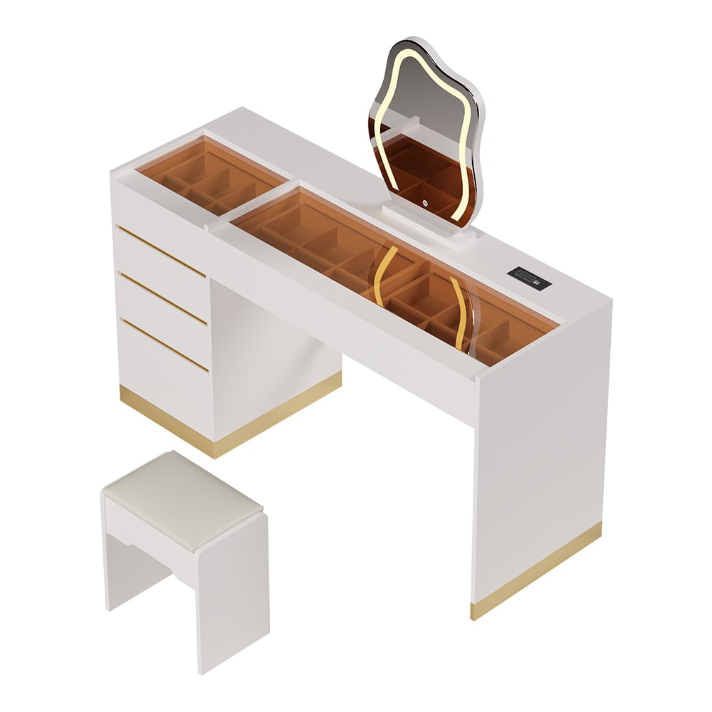 HMR 55" Smart Makeup Vanity Set with Mirror & Lights - White