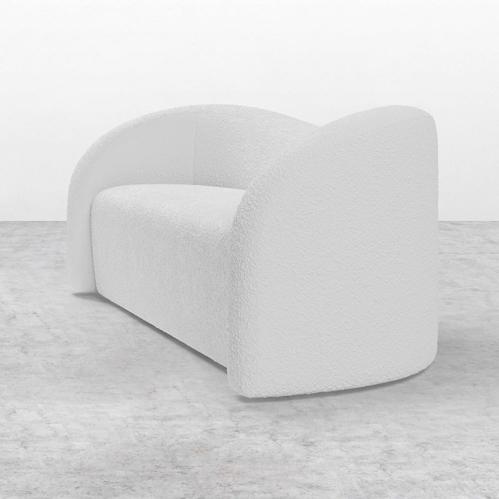 HMR Modern 91" Curved 3 Seater Sofa with Boucle Upholstered - White