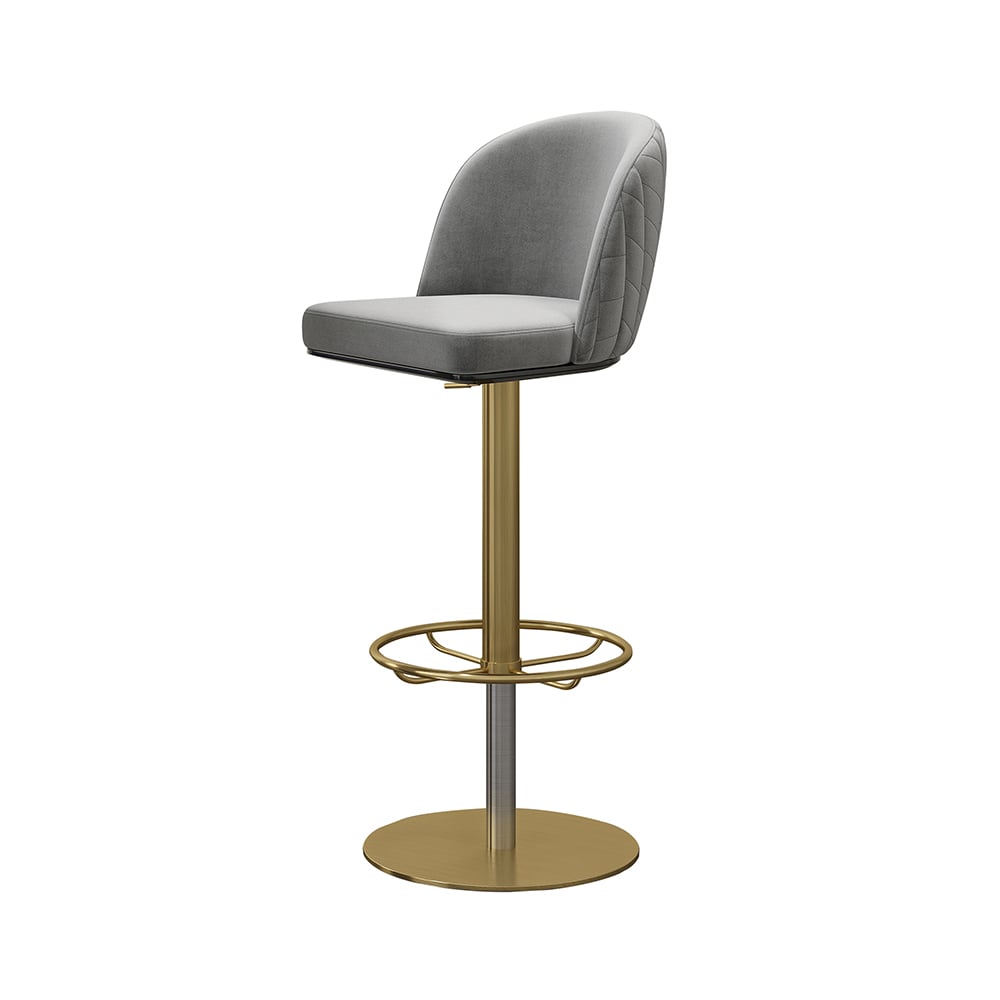 HMR - Modern Adjustable Swivel Velvet Bar Stools or Counter Stools with Upholstery Gray