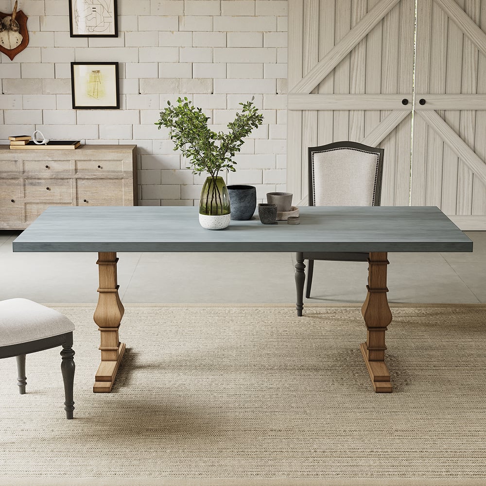 HMR - 70.9" Farmhouse Style Rectangle Wood Dining Table Seats 6-8 People