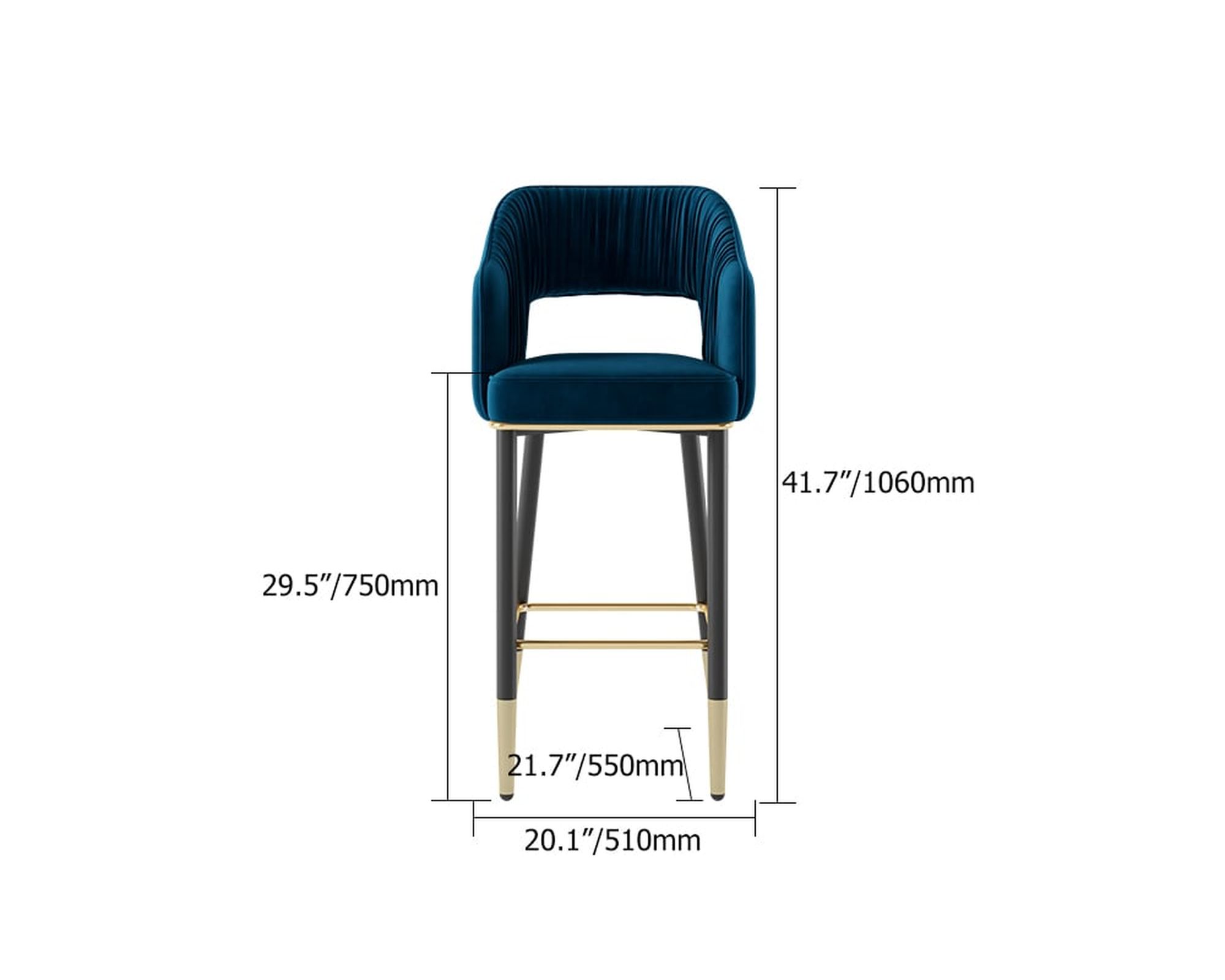 HMR - Modern 43" Bar Stools with Velvet Upholstery