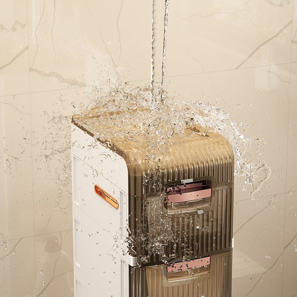 HMR - Bathroom Slim Storage Cabinet Narrow Freestanding with Toilet Paper Holder & 3 Drawers
