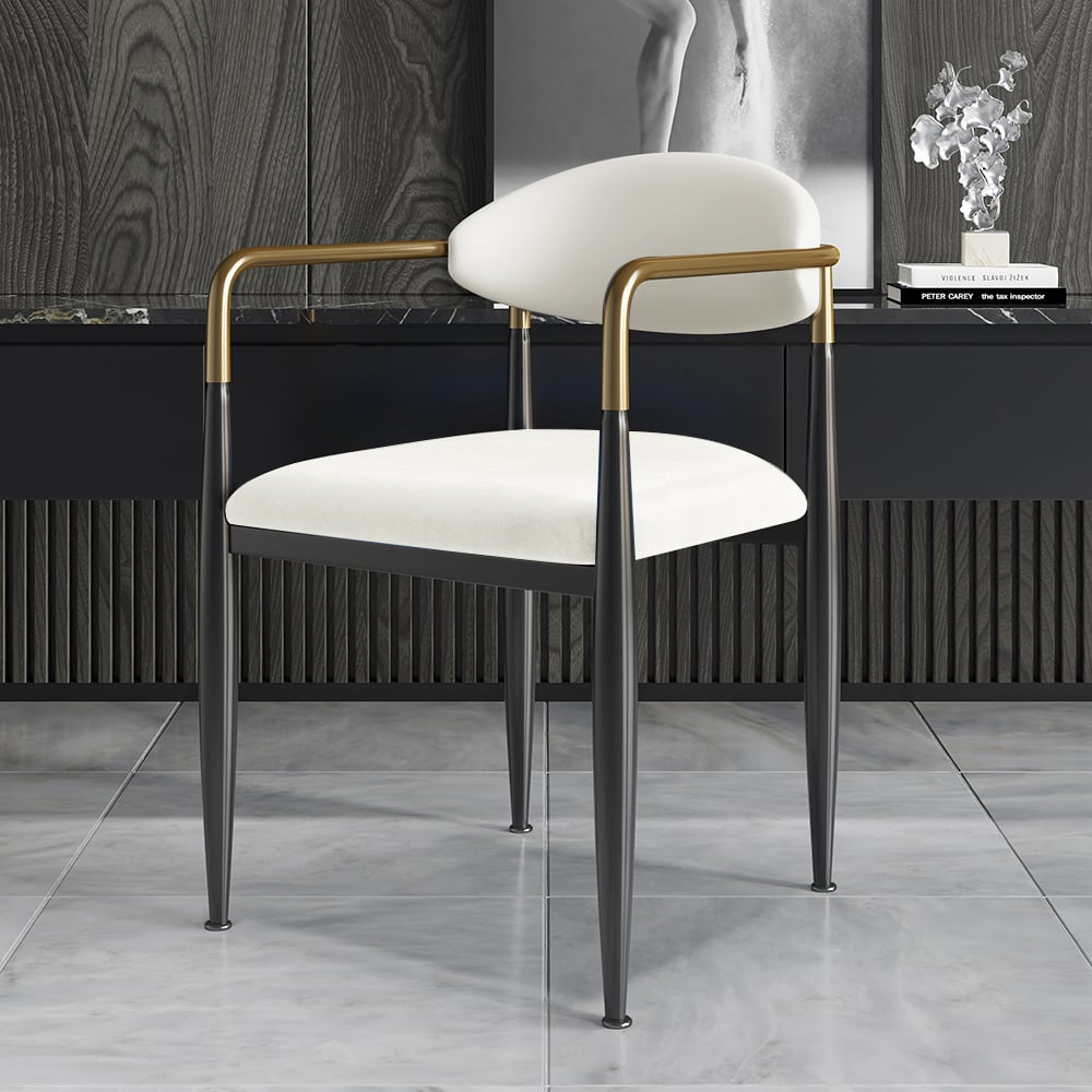 HMR Otrast Series Modern Dining Chairs with PU Leather Upholstery - White, 4-Pieces