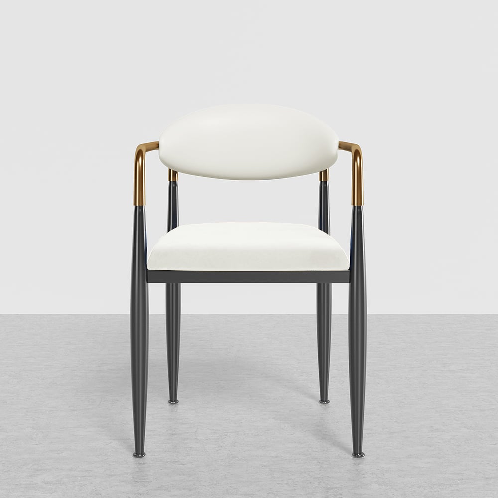 HMR Otrast Series Modern Dining Chairs with PU Leather Upholstery - White, 4-Pieces