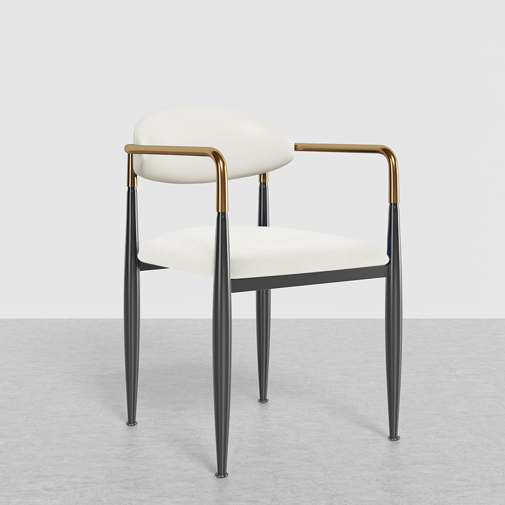HMR Otrast Series Modern Dining Chairs with PU Leather Upholstery - White, 4-Pieces