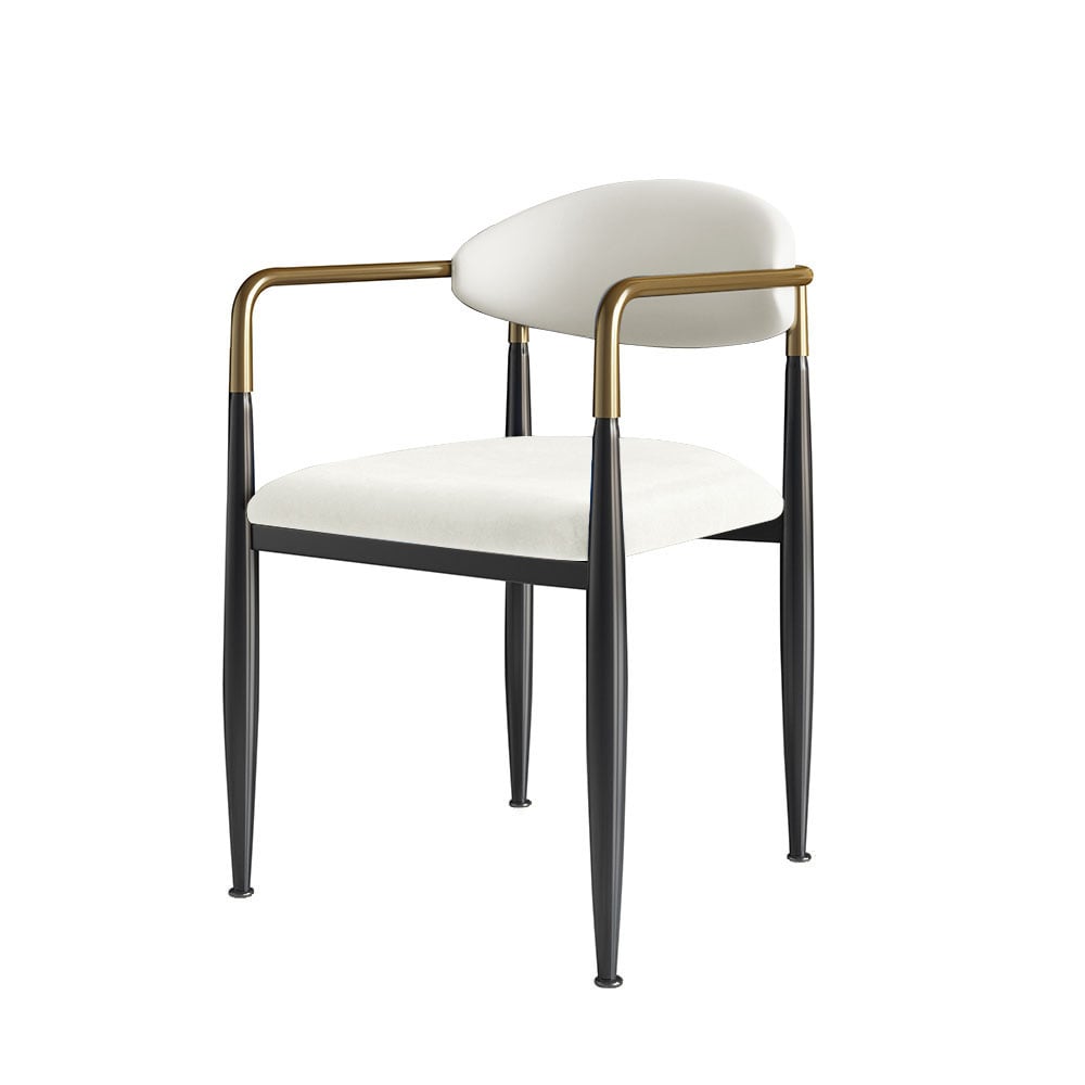 HMR Otrast Series Modern Dining Chairs with PU Leather Upholstery - White, 4-Pieces