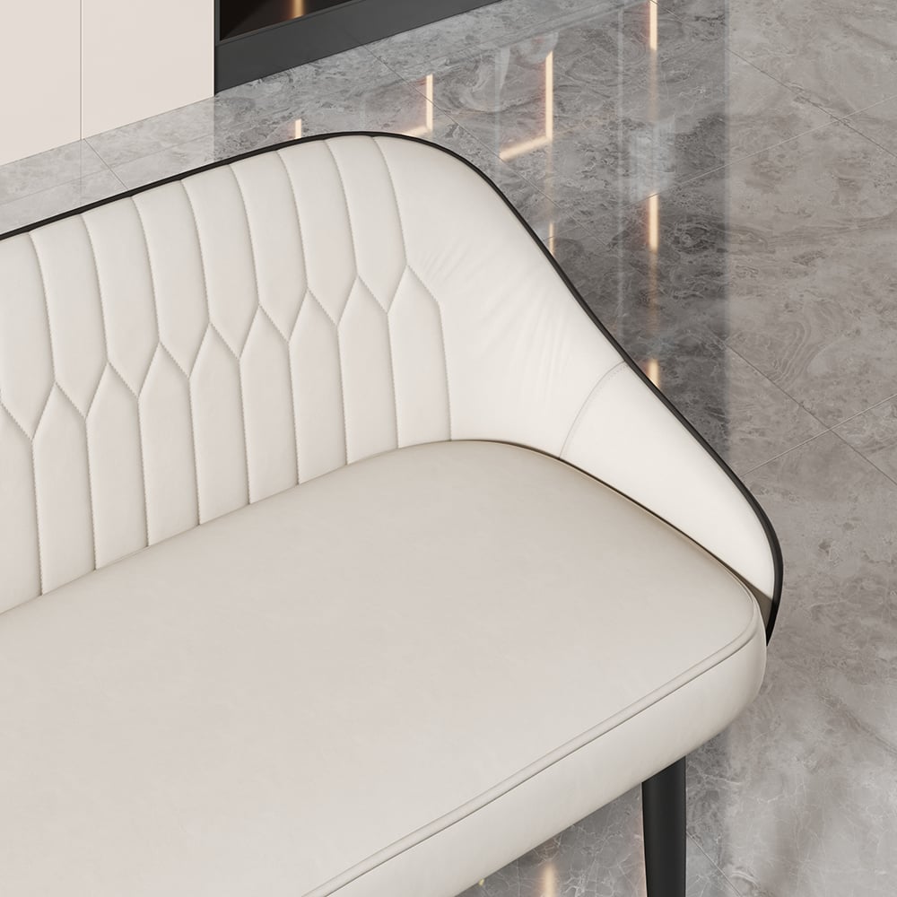 HMR - Darg Series 48" Modern Dining Bench with PU Leather Upholstery White and Gray