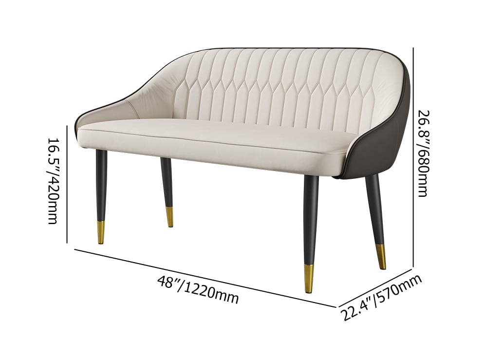 HMR - Darg Series 48" Modern Dining Bench with PU Leather Upholstery White and Gray