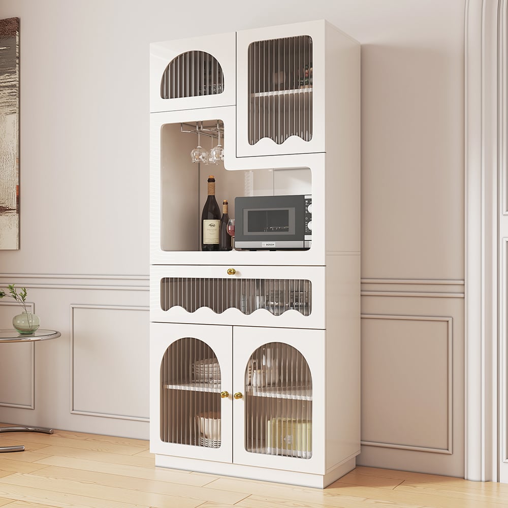 HMR - 71'' White Freestanding Pantry Cabinet Small Buffet Pantry Storage Cabinet