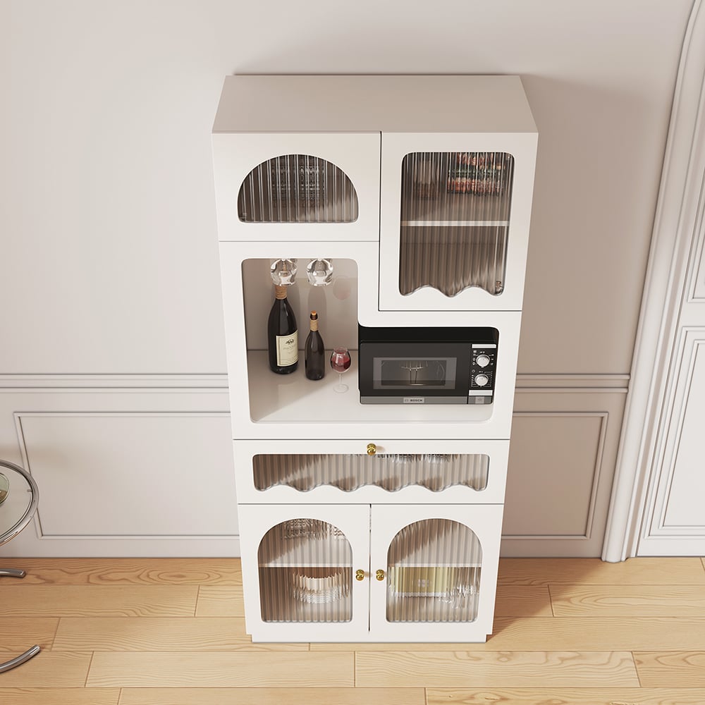 HMR - 71'' White Freestanding Pantry Cabinet Small Buffet Pantry Storage Cabinet