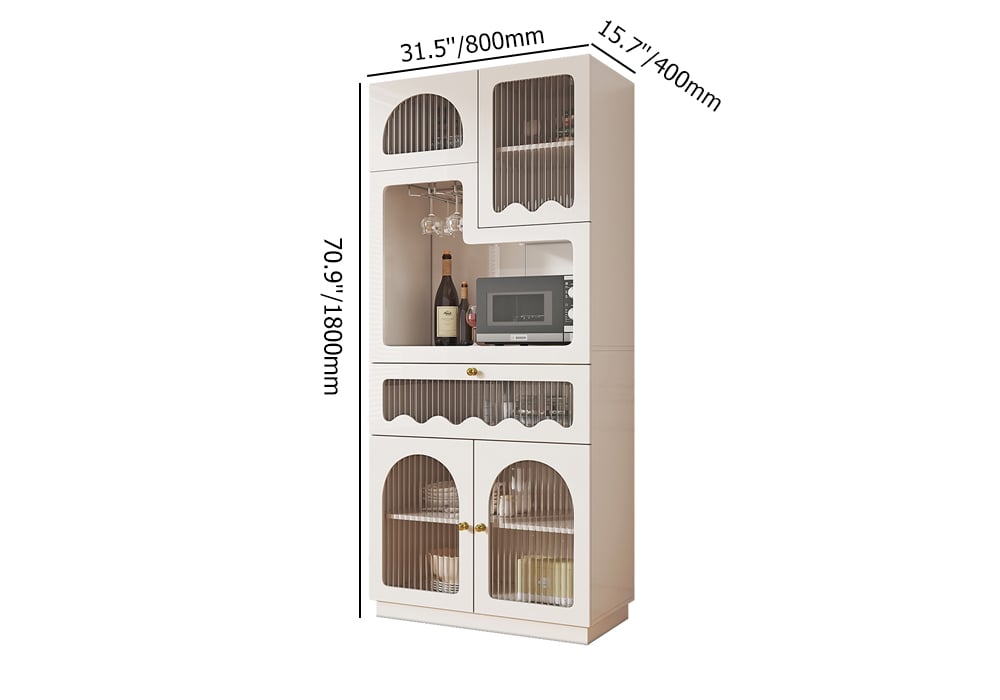 HMR - 71'' White Freestanding Pantry Cabinet Small Buffet Pantry Storage Cabinet