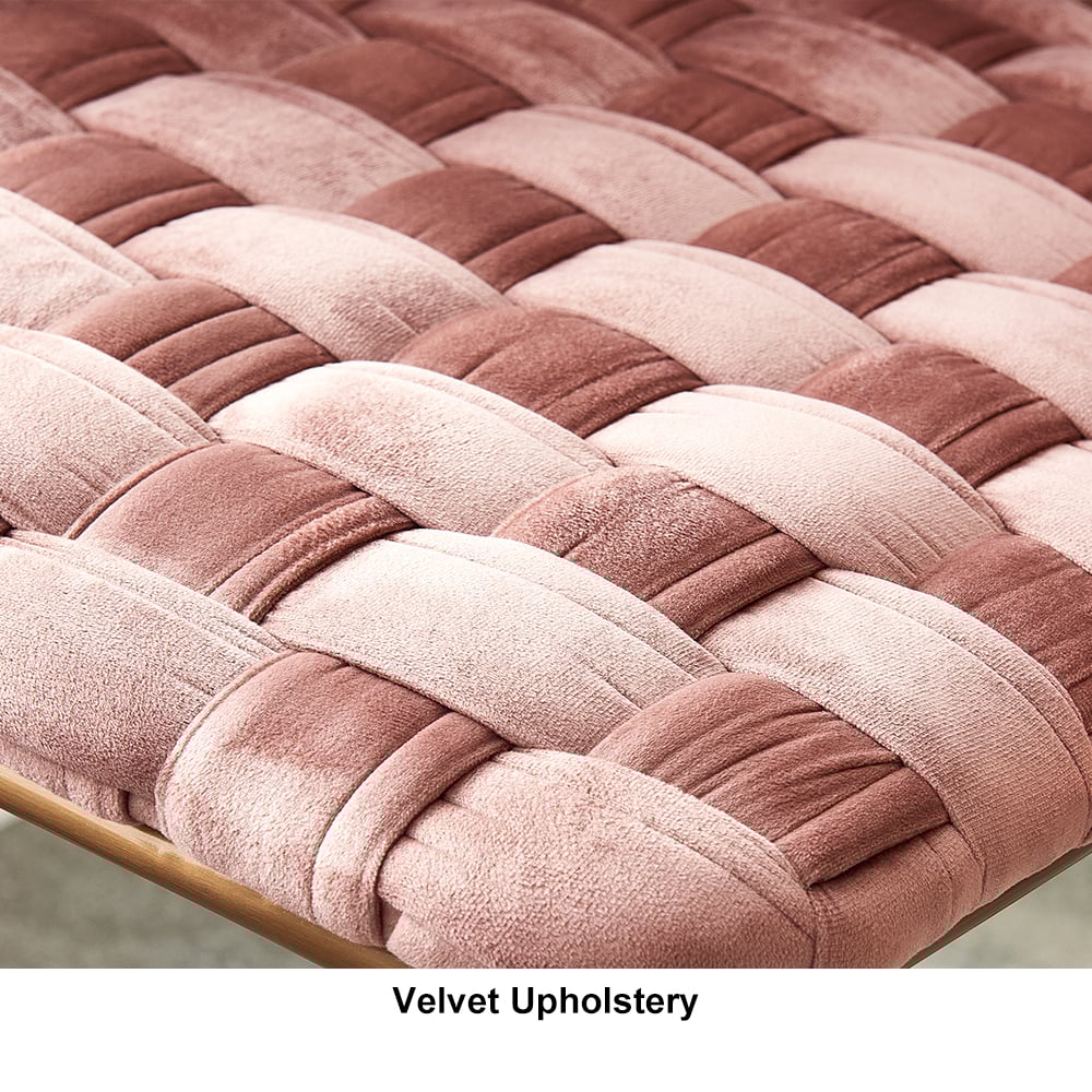 HMR - Modern Pink Velvet Counter Stools Set of 2 with Back & Footrest & Gold Frame
