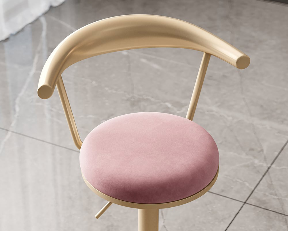 HMR Modern Adjustable Swivel Bar Stools with Velvet Upholstery (Set of 6) - Pink