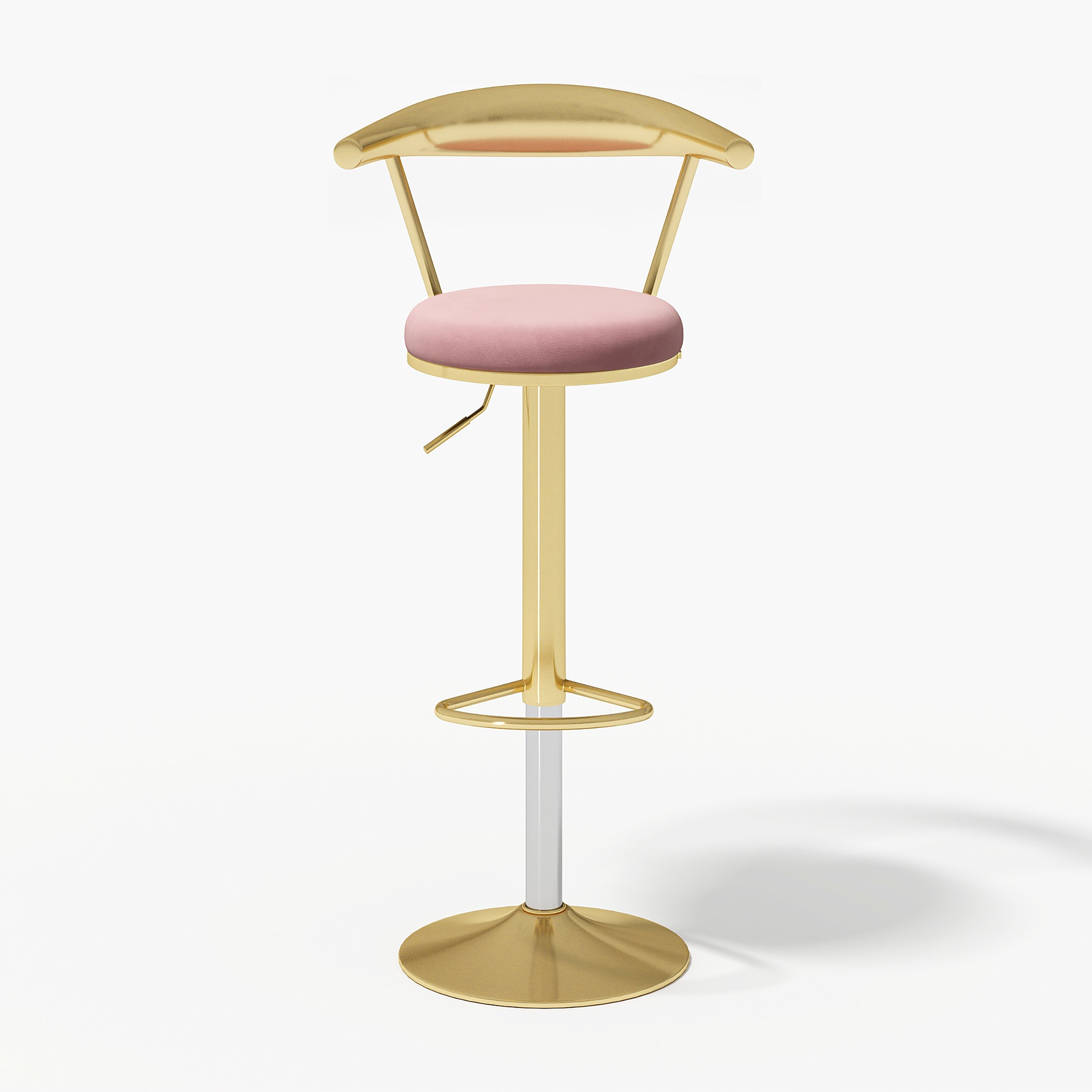 HMR Modern Adjustable Swivel Bar Stools with Velvet Upholstery (Set of 6) - Pink