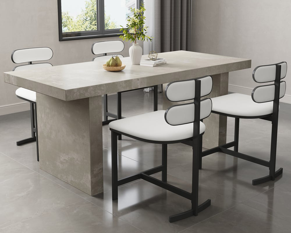 HMR Dining Set 70.9" Farmhouse Dining Table - Gray, With 4 Chairs, Style C