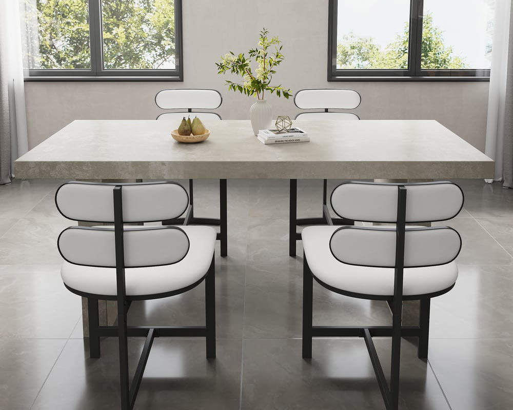 HMR Dining Set 70.9" Farmhouse Dining Table - Gray, With 4 Chairs, Style C