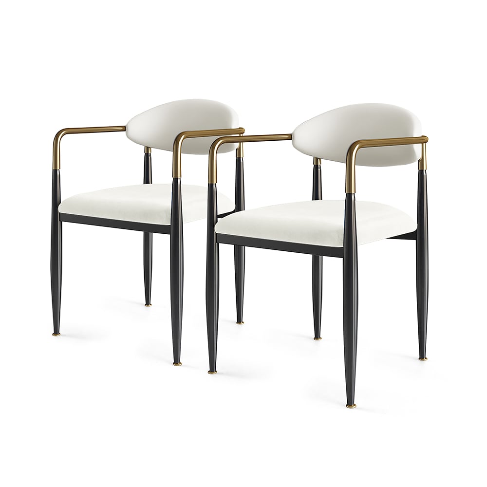 HMR Otrast Series Modern Dining Chairs with PU Leather Upholstery - White, 8-Pieces