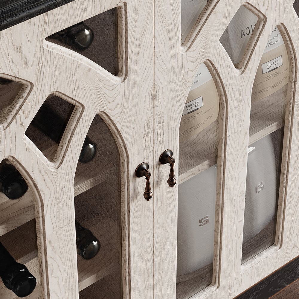 HMR - Traditional Black Bar Wine Rack Cabinet with Wine Holder Wood Home Bar Cabinet