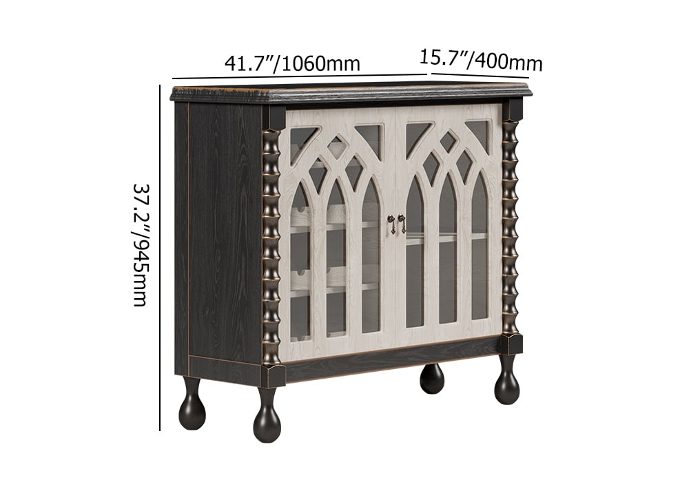 HMR - Traditional Black Bar Wine Rack Cabinet with Wine Holder Wood Home Bar Cabinet