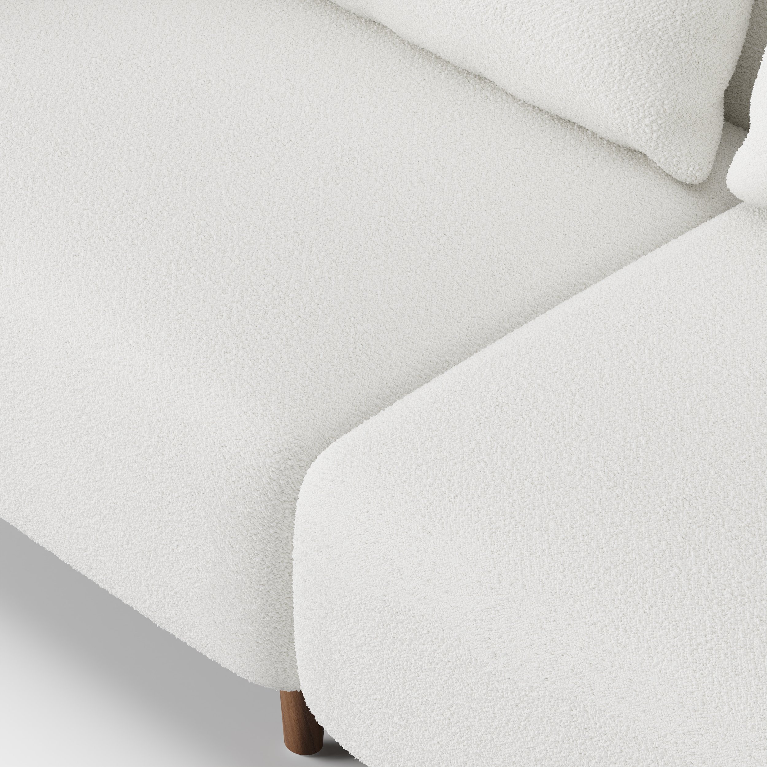 HMR - Curva 78" White Boucle Upholstered Wood Legs 2-Seat Sofa