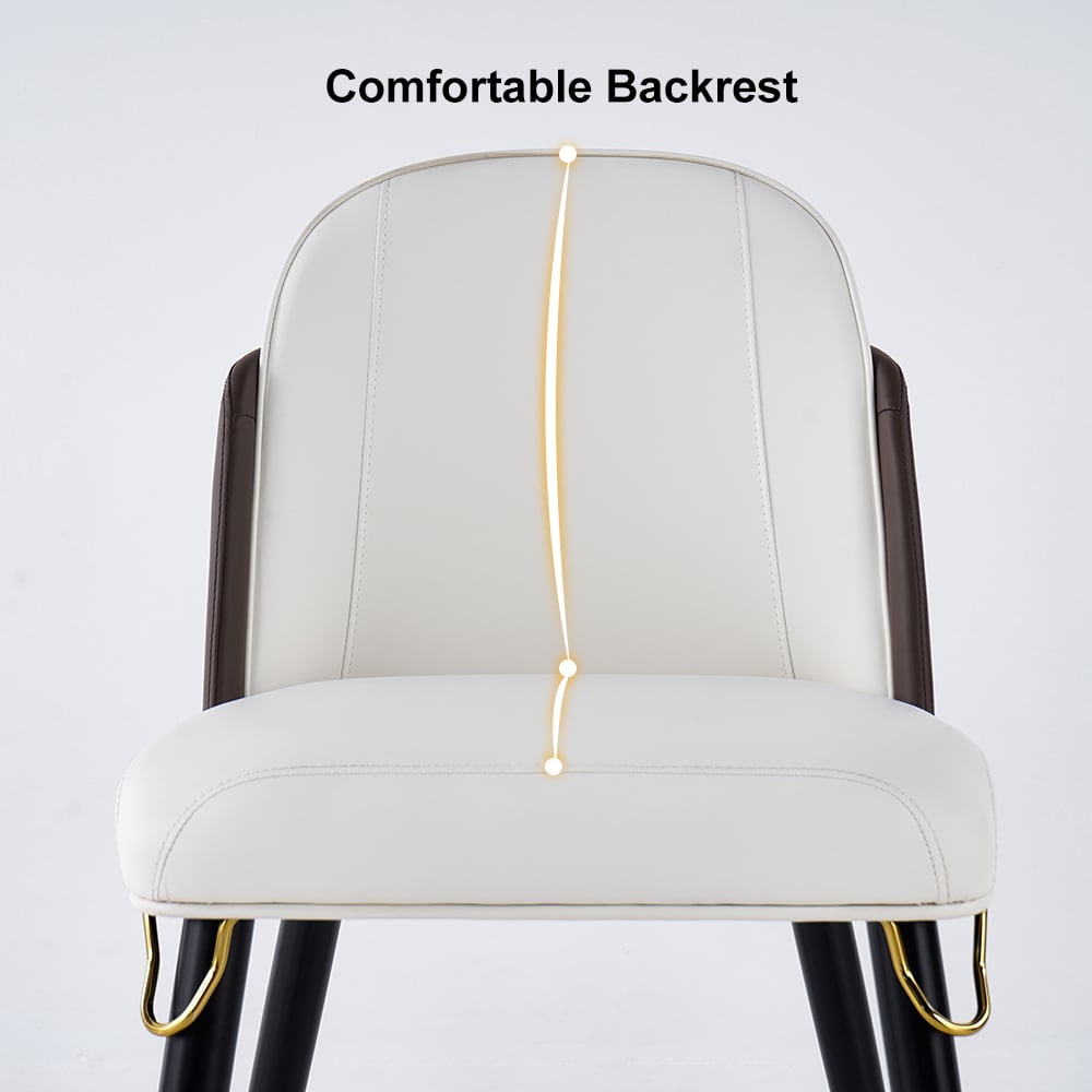 HMR Modern Dining Chairs with PU Leather Upholstery (Set of 8) - Warm White