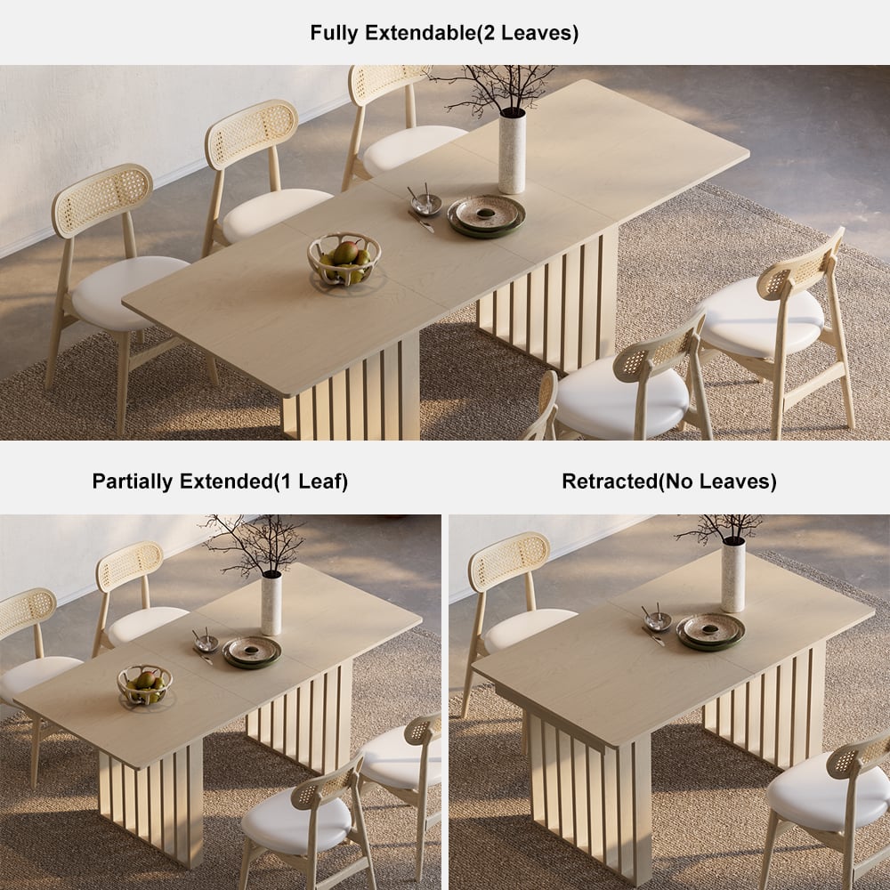 HMR 55"-87" Extendable Dining Table Seats 4-8 People - Whitewash