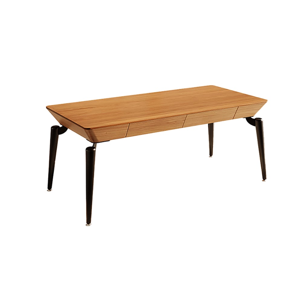 HMR - 2-Drawers Walnut Office Desk 63" Mid-Century Modern Writing Desk with Tapered Leg