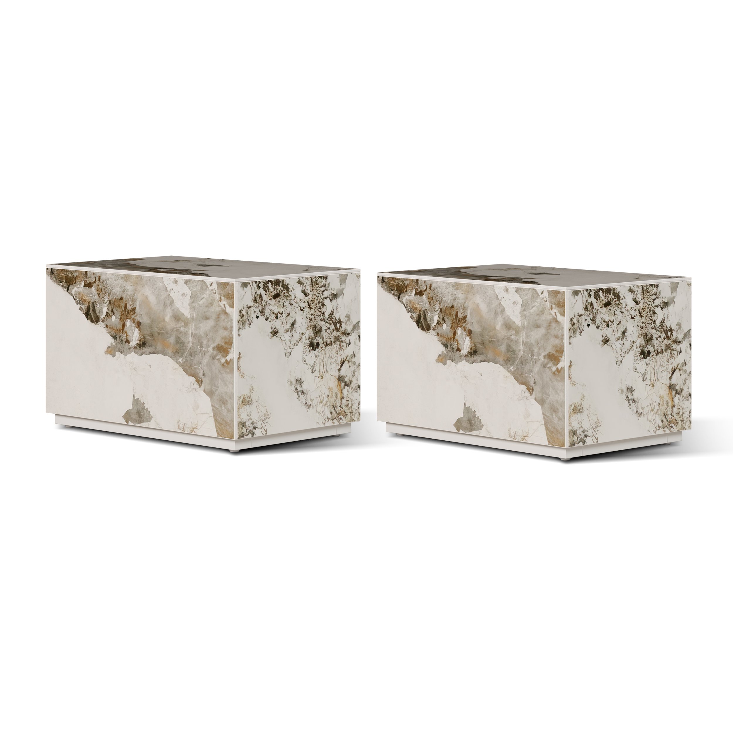 HMR 23" Sintered Stone Floor Nightstand with Drawer - Marble & White, Number Of Drawers: 1, Single