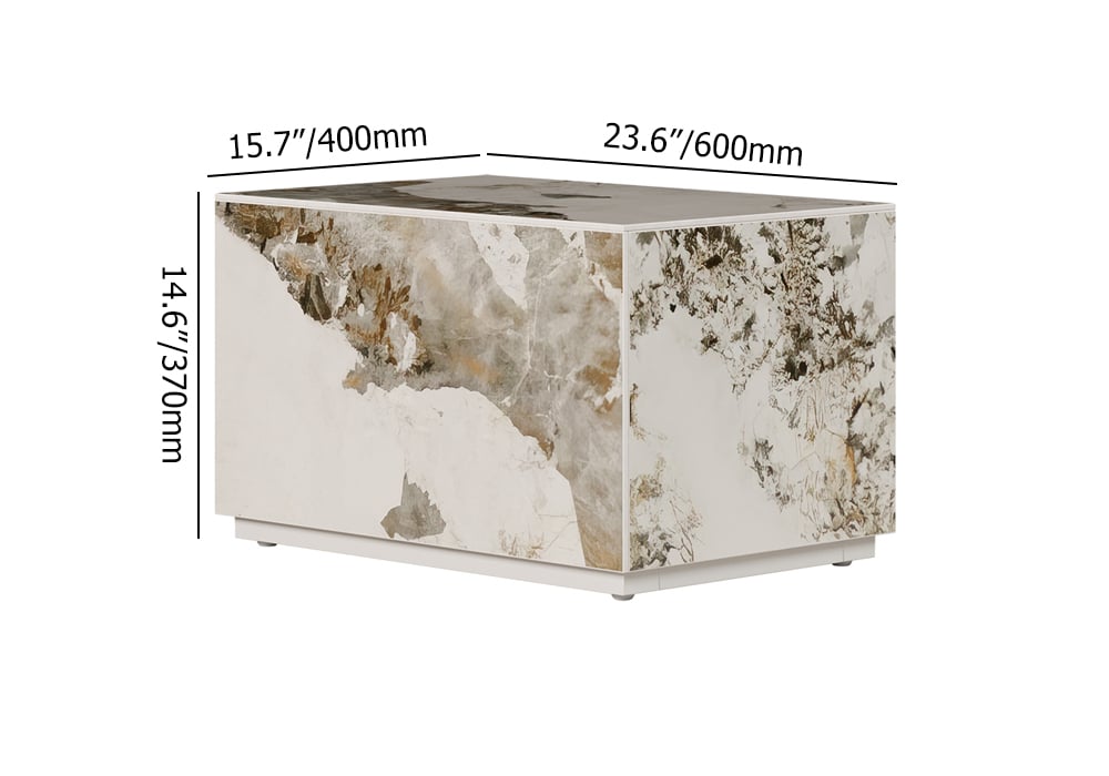 HMR 23" Sintered Stone Floor Nightstand with Drawer - Marble & White, Number Of Drawers: 1, Single