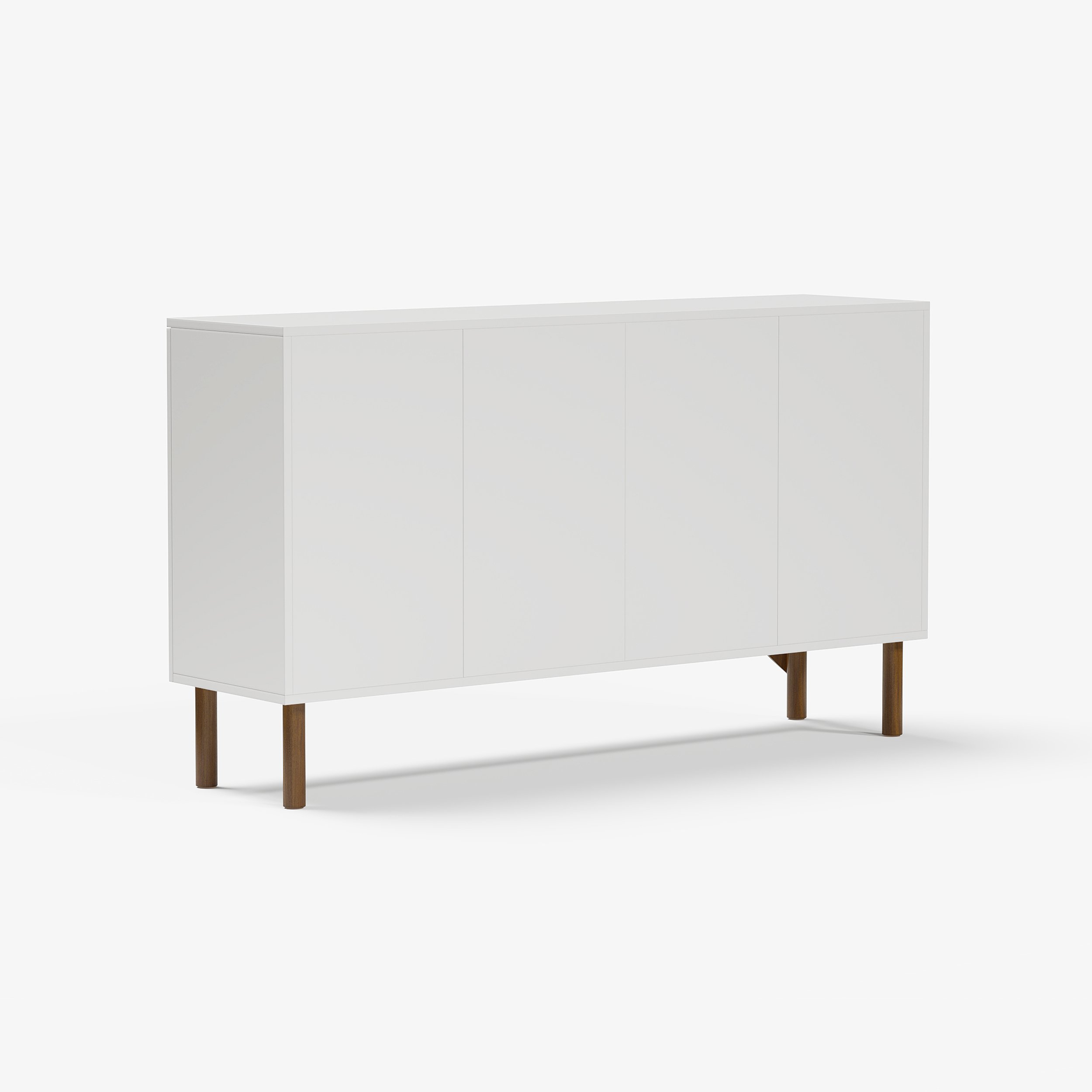 HMR - 63'' White & Walnut Contemporary Sideboard Cabinet 4-Door
