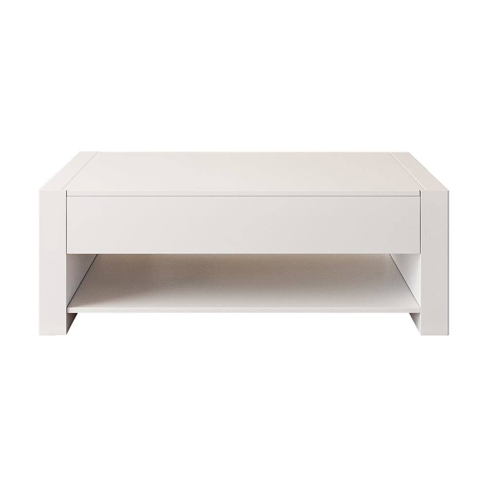 HMR - 62.2" Modern White Extendable Gaming Coffee Table Fluted with Open Storage