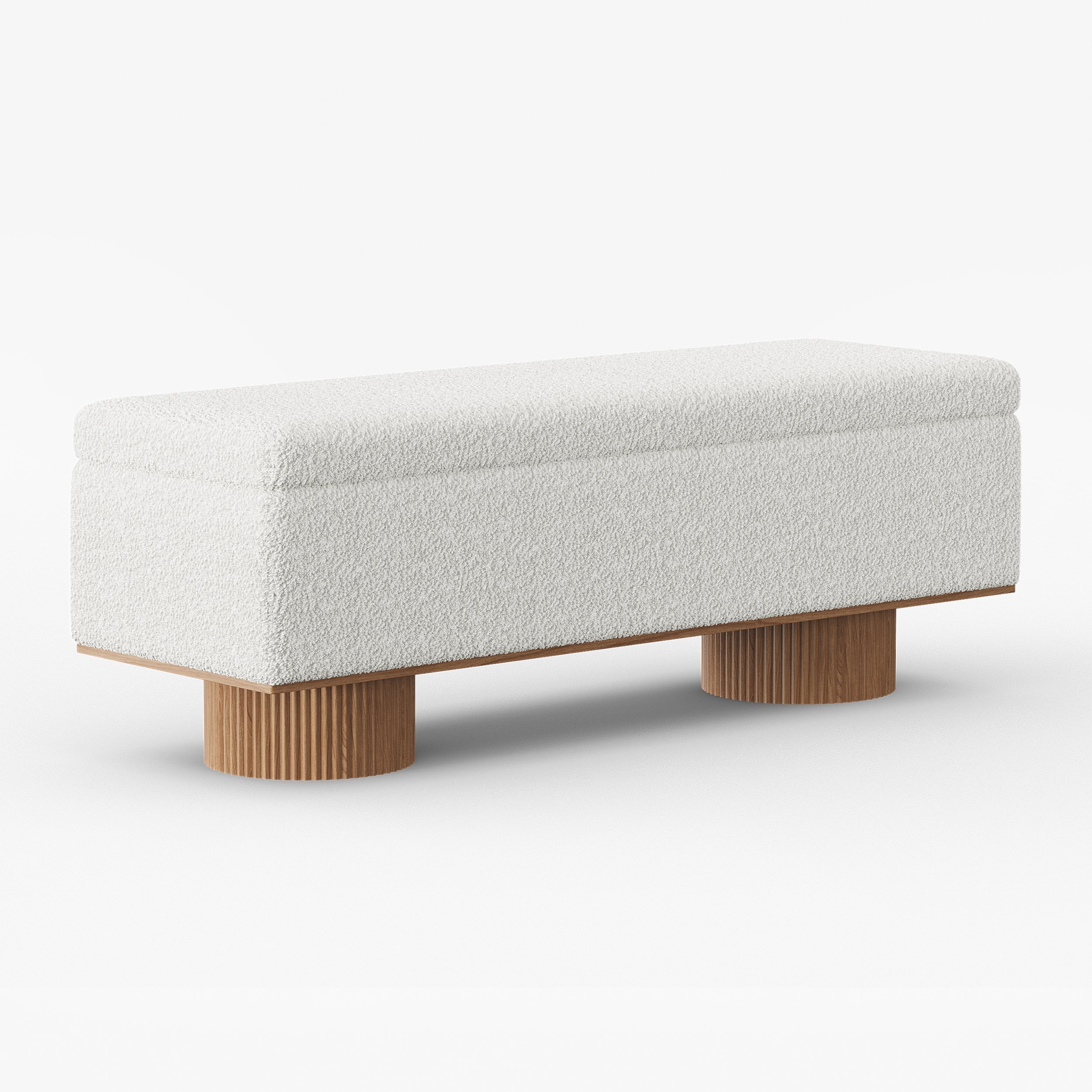 HMR - Teddy Fabric Fluffy Faux Fur Flip Top Wood Storage Bench