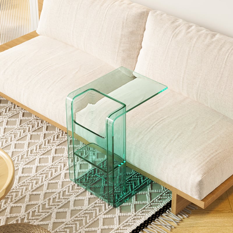 HMR - Aryclic C-Style End Table with Magazine Rack Organizer C Side Table