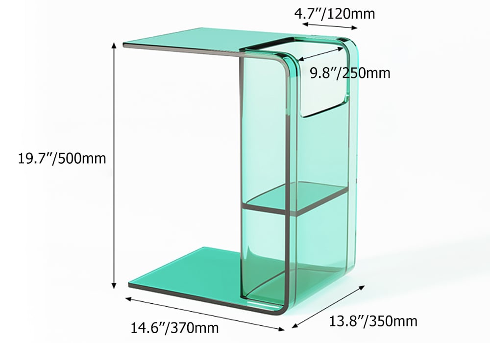 HMR - Aryclic C-Style End Table with Magazine Rack Organizer C Side Table