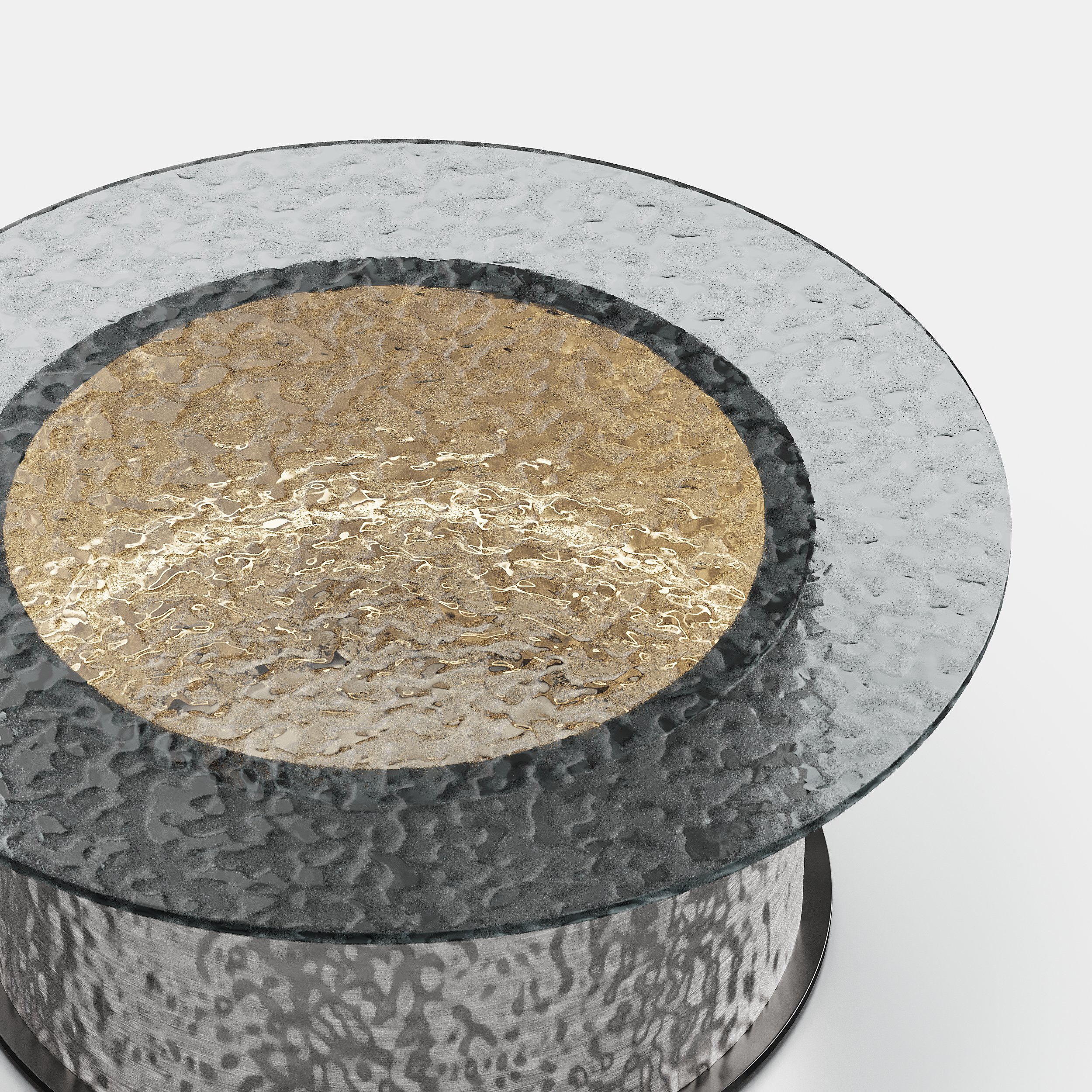 HMR - 32" Round Glass Top Led Coffee Table