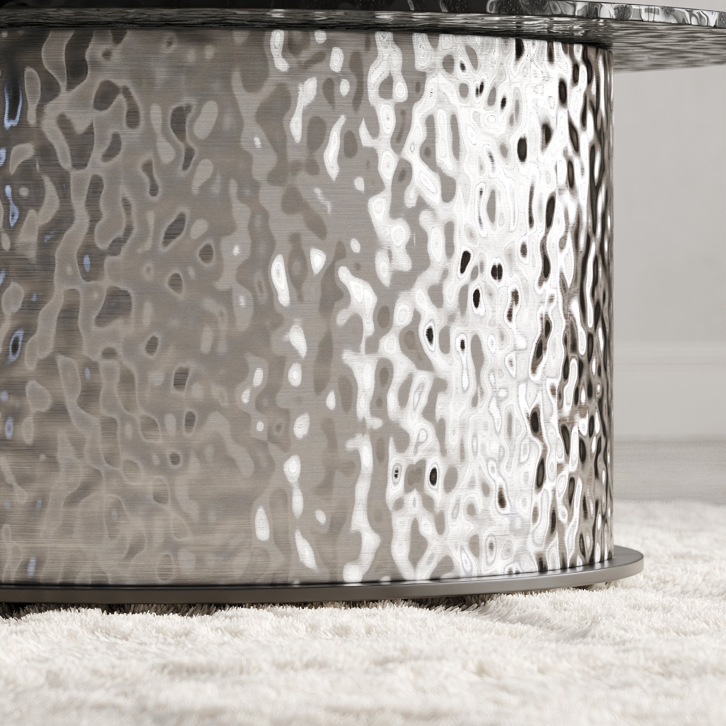 HMR - 32" Round Glass Top Led Coffee Table