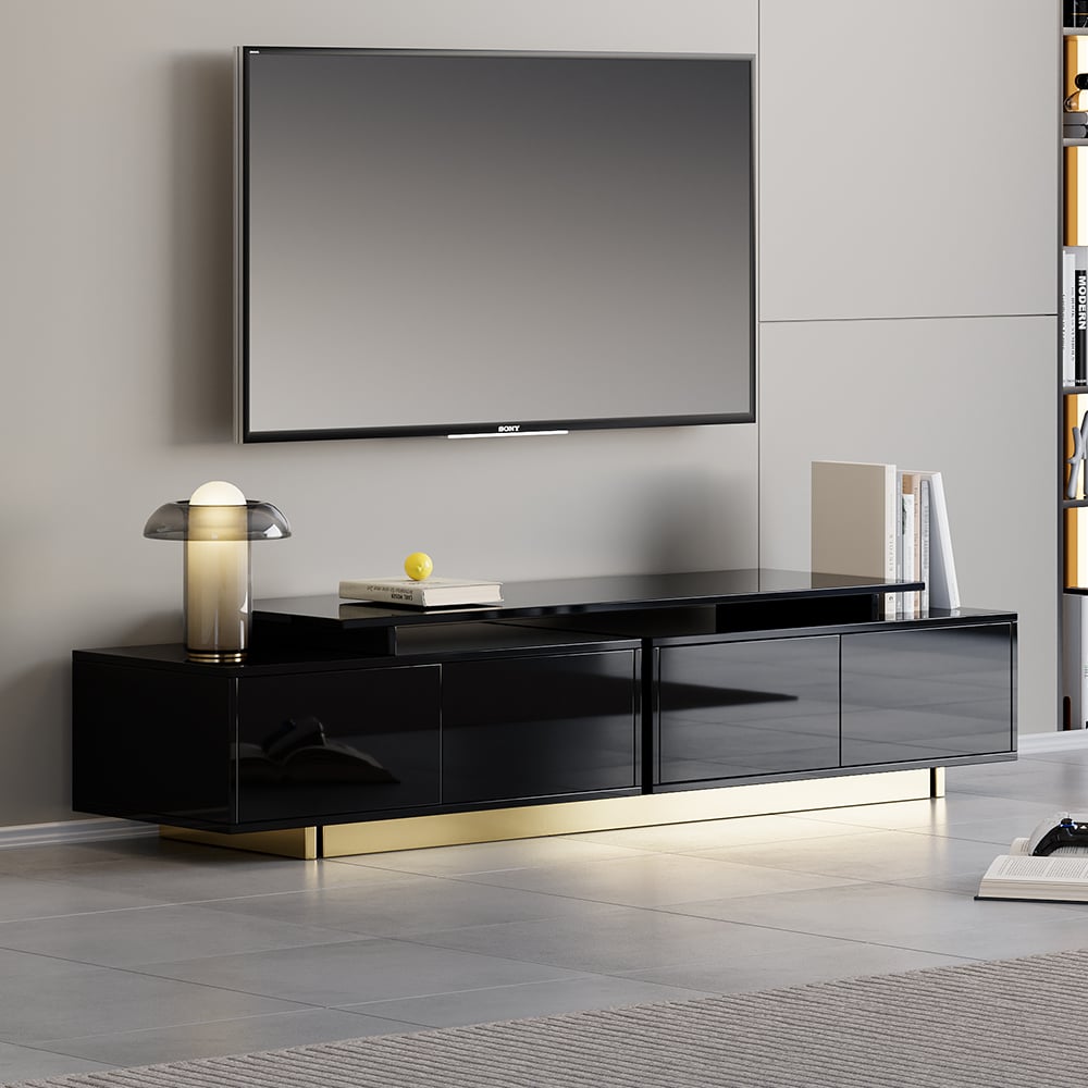 HMR Mordelle Extendable TV Stand with Storage (63"-95") - Black