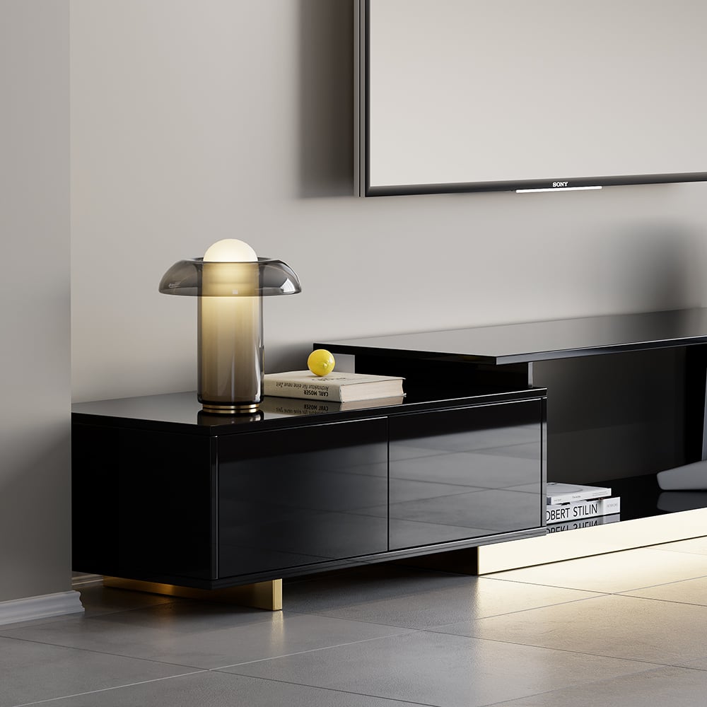 HMR Mordelle Extendable TV Stand with Storage (63"-95") - Black