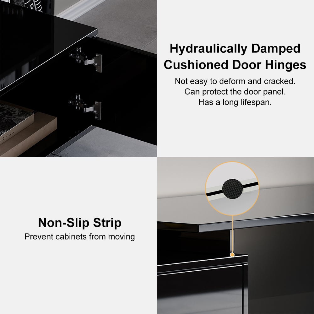 HMR Mordelle Extendable TV Stand with Storage (63"-95") - Black