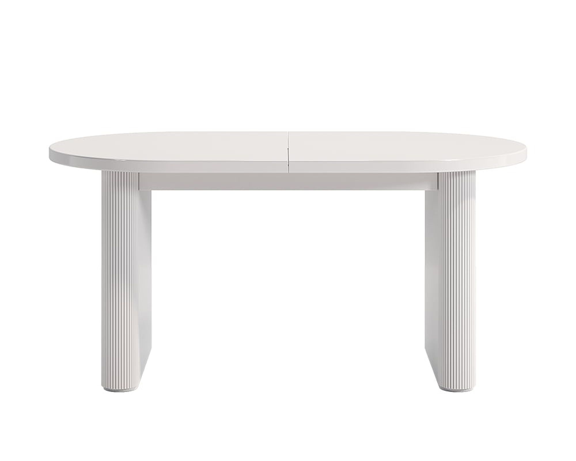 HMR Japandi Oval Extendable Dining Table - White, 63"-79" (seats 4-6)